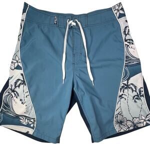 Crazy Shirts Hawaii Original Board Shorts 33 Colorblock Piping Surf Swim Trunks